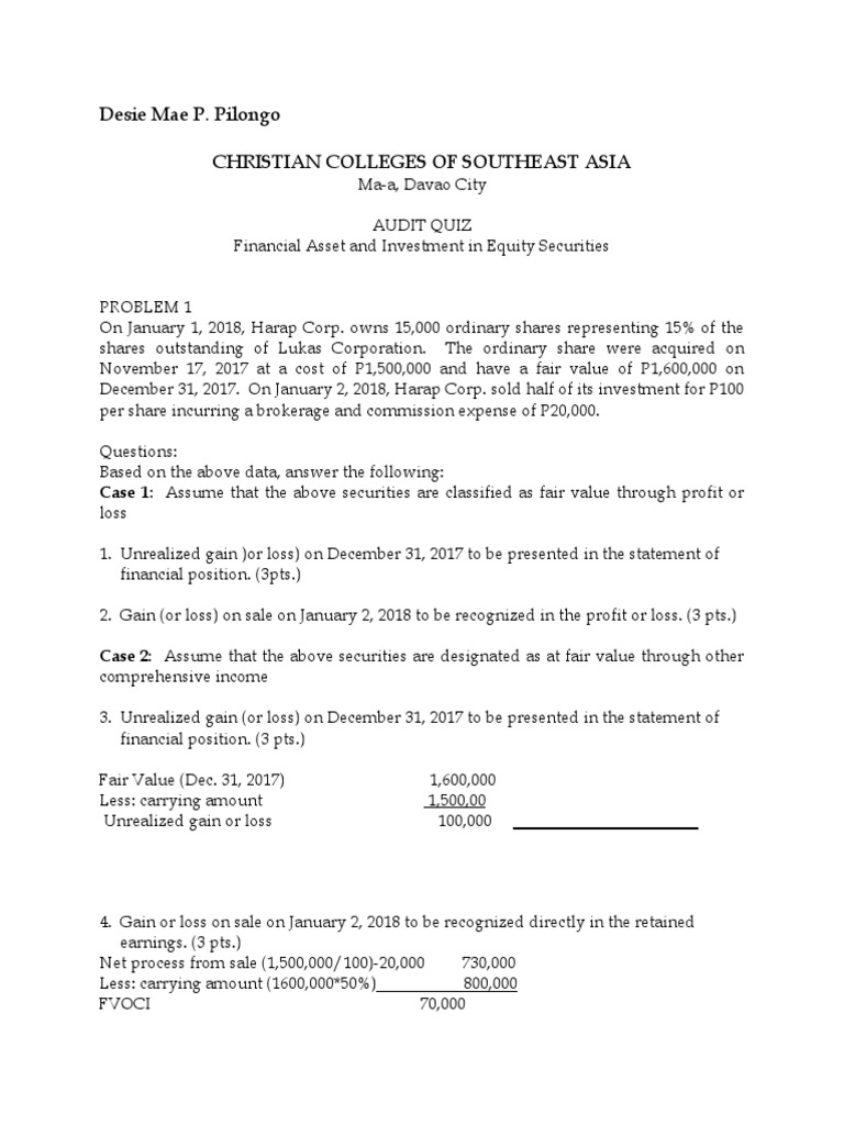 Chapter 15 Quiz Equity Securities | PDF | Law