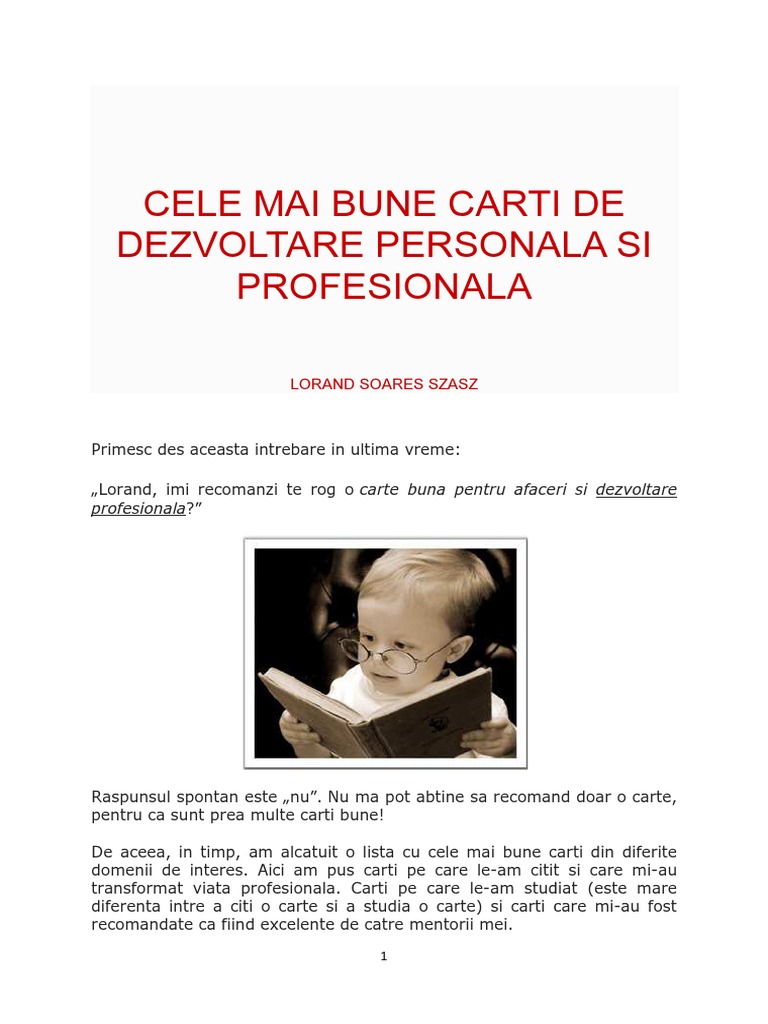 Idoc - Pub Cele Mai Bune Carti de Dezvoltare Personala Si Profesionala  Lorand Soares Szasz | PDF