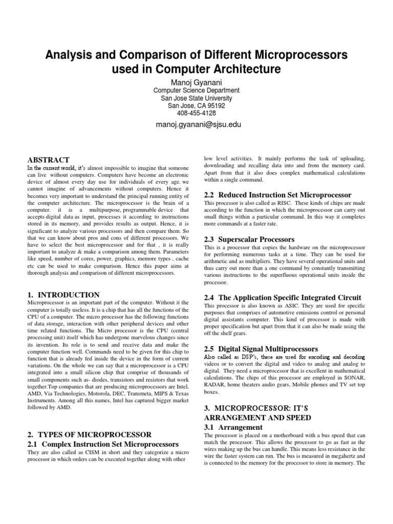 Microprocessor Analysis and Comparison | PDF | Central Processing Unit ...