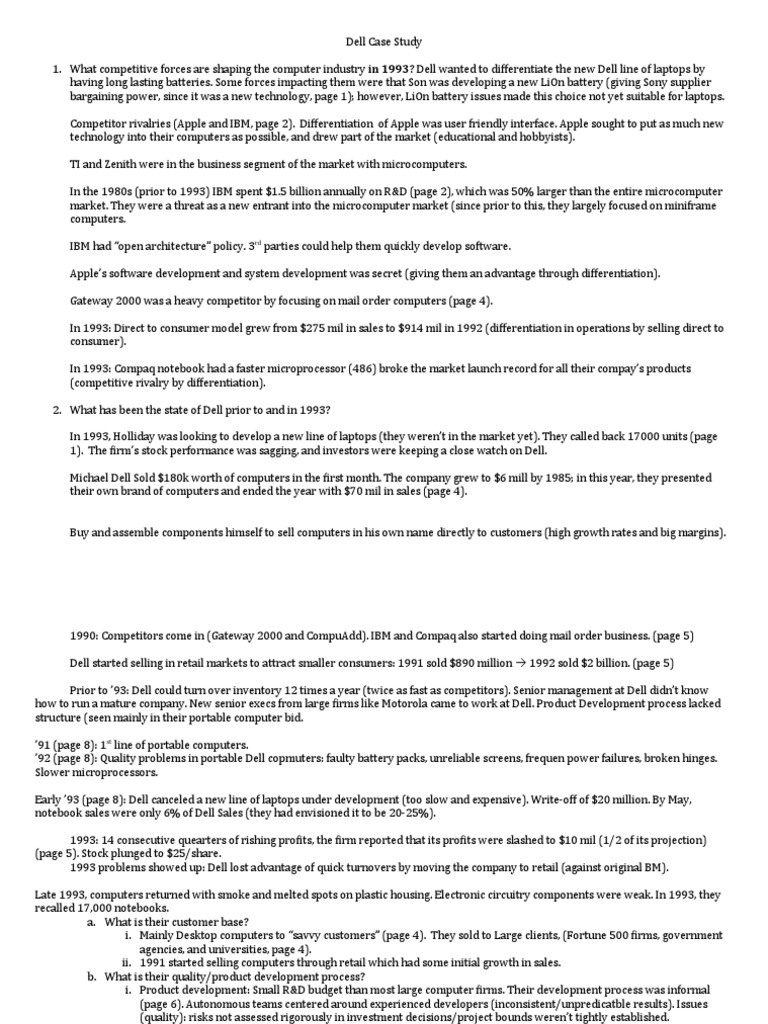 Value of Old Laptops in 1993 Dell Case Study | PDF