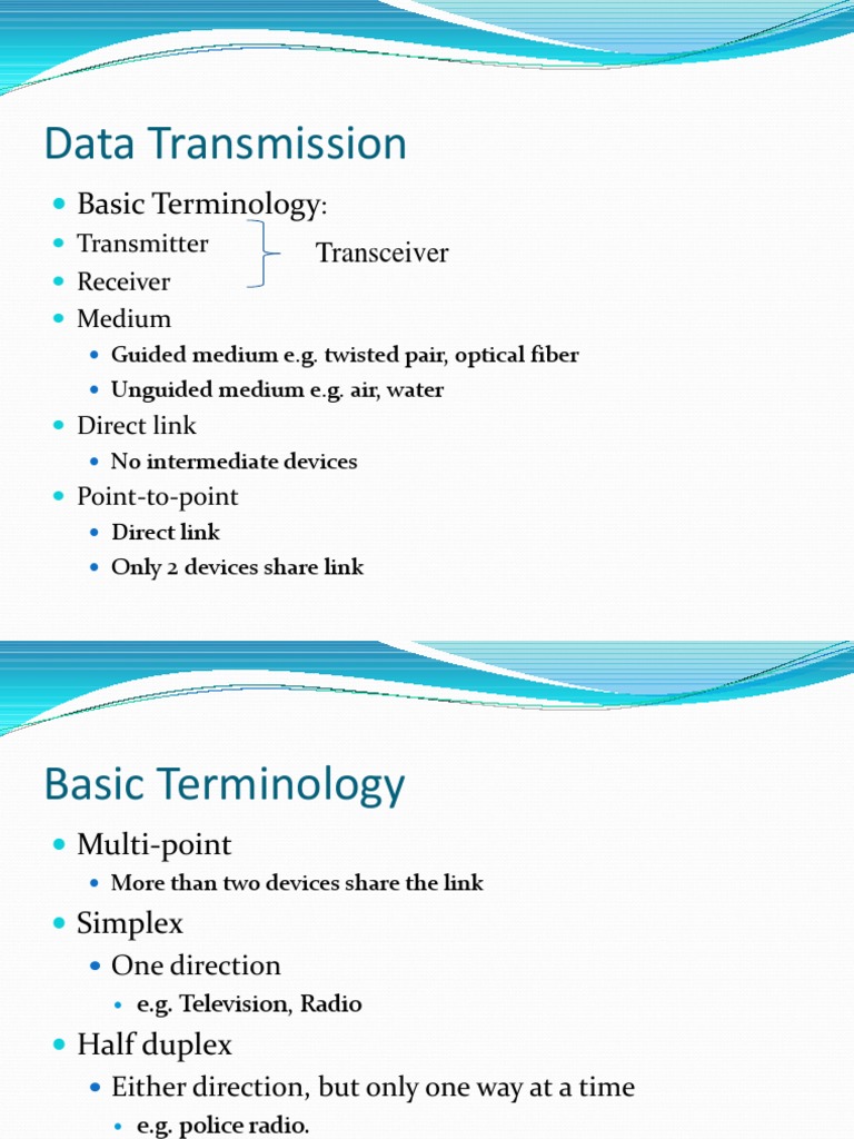 Data Transmission: Basic Terminology | PDF | Transmission Medium ...