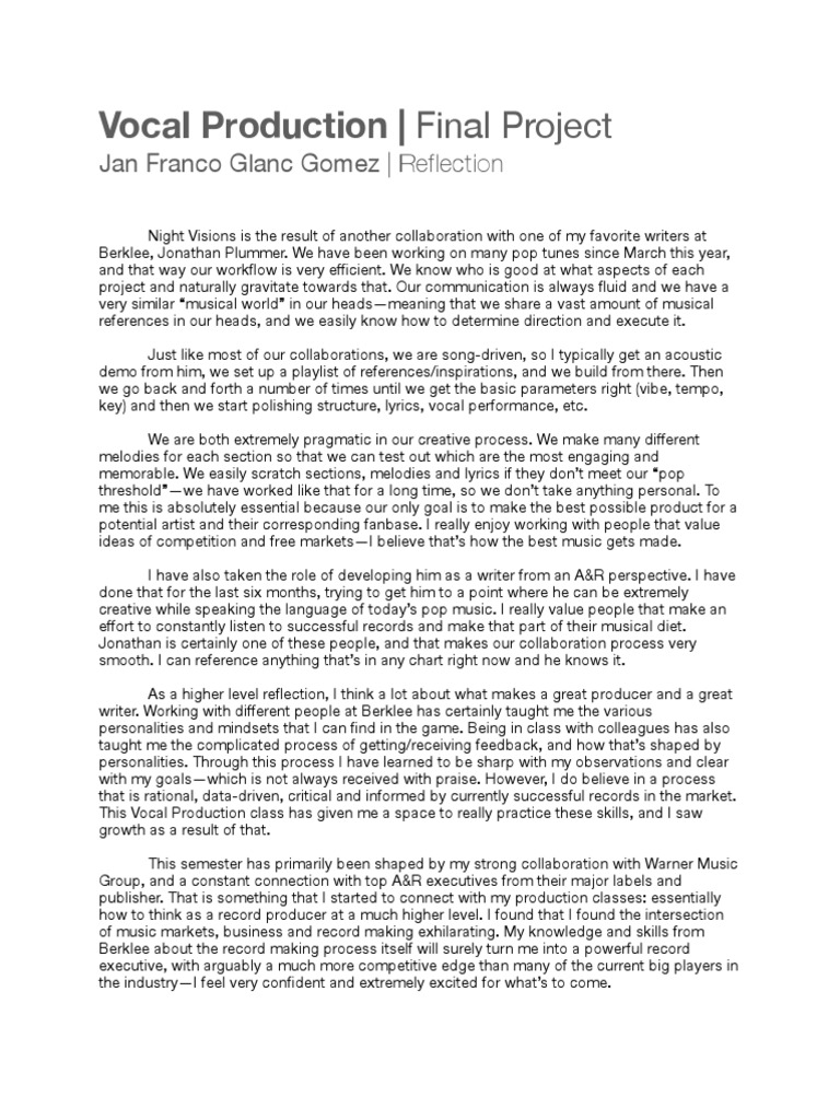 Final Project Reflection - Jan Franco Glanc | PDF | Cognition | Human ...
