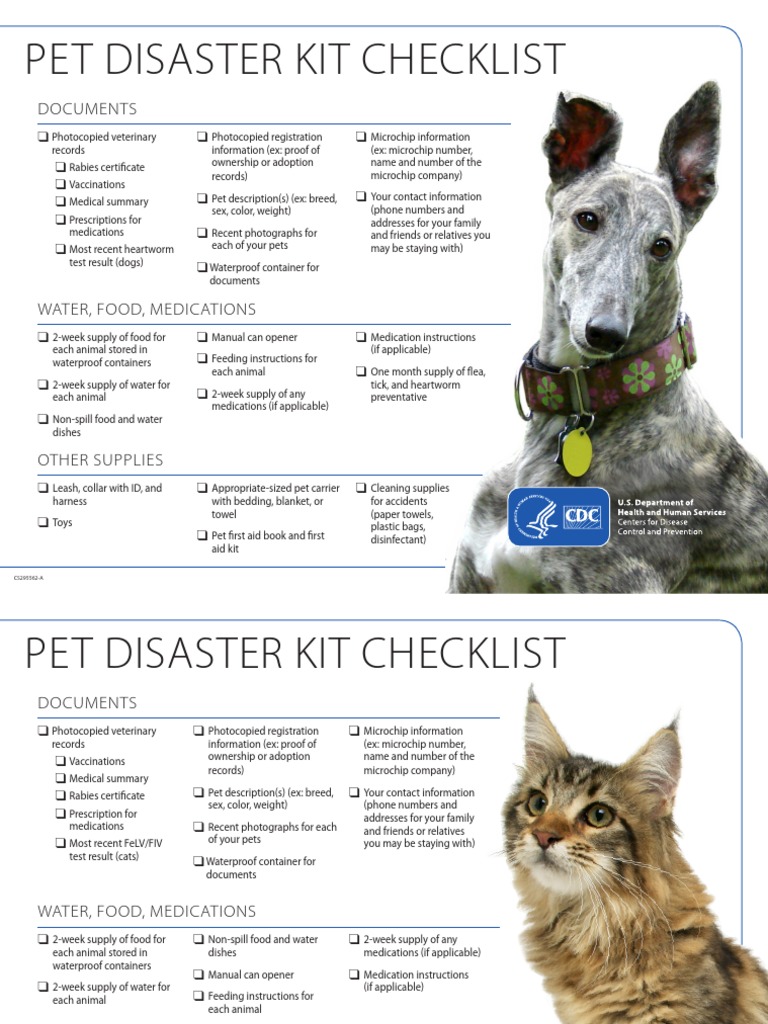 Disaster Prep Pet Emergency Checklist | PDF | Animal Welfare | Animals ...