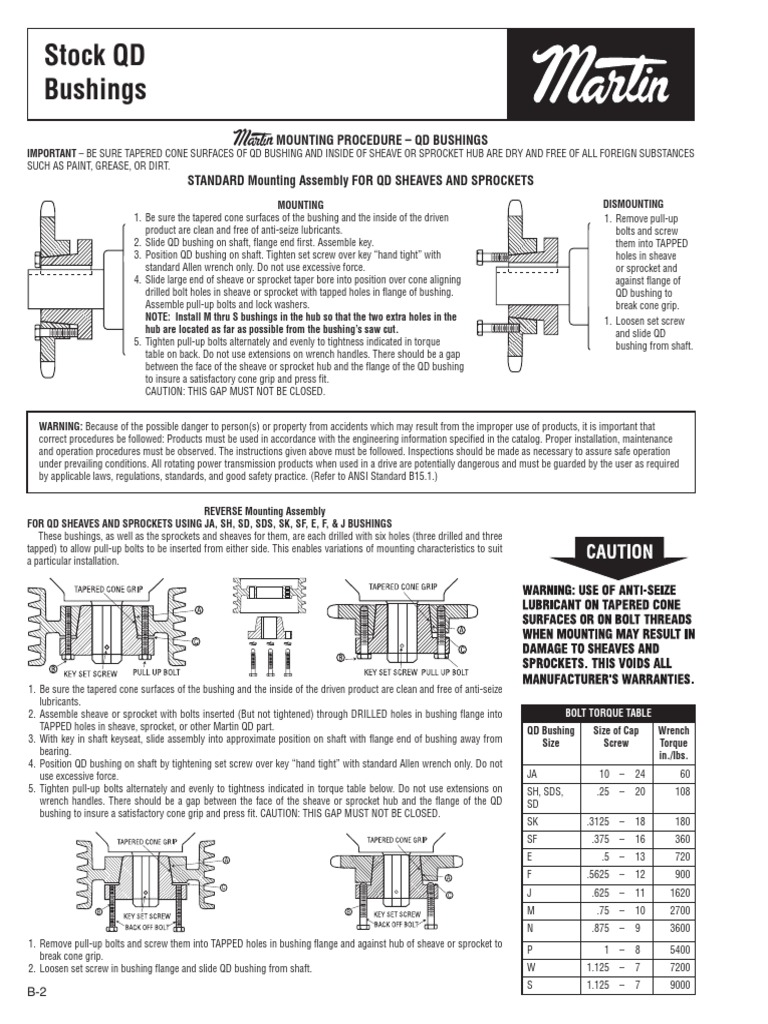 QD Bushings Catalog PDF Screw Standard Deviation