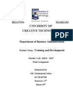 Shanto-Mariam University of Creative Technology: Department of Business Administration Training and Development