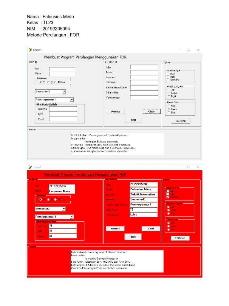Perulangan FOR Menggunakan Delphi 7 | PDF | Computing | Computer ...