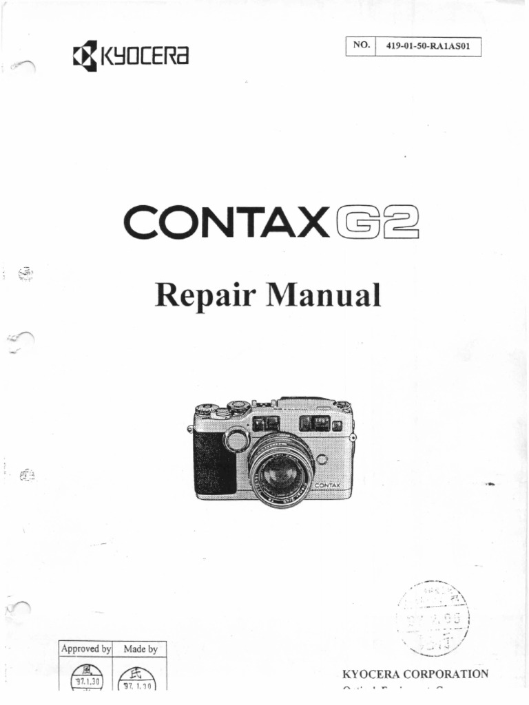 CONTAX G2 裏紙あり レンジファインダーカメラ 取扱説明書付き CONTAX G2 裏紙あり レンジファインダーカメラ 取扱説明書付き