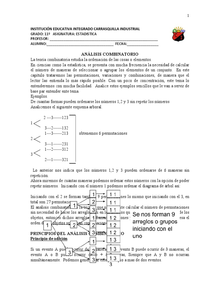 Ejercicios de Análisis Combinatorio | PDF | Combinatoria | Permutación