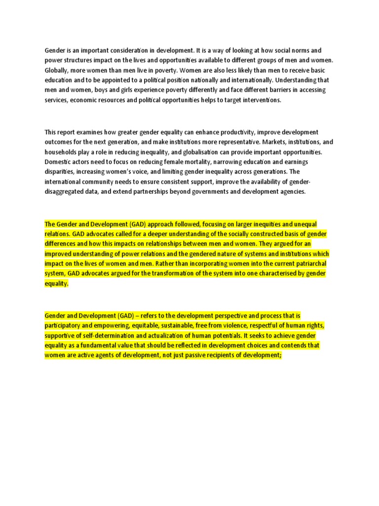 Understanding Gender in Development | PDF | Gender And Development | Gender