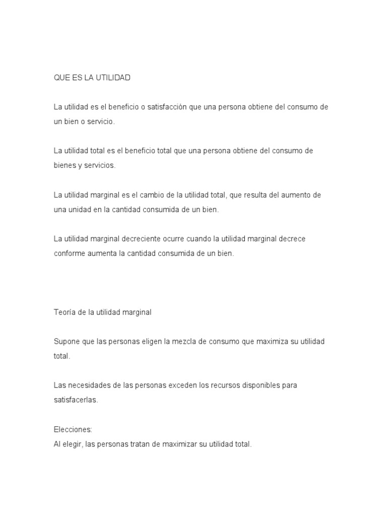 Conceptos de Utilidad en Economía | PDF | Utilidad marginal | Utilidad