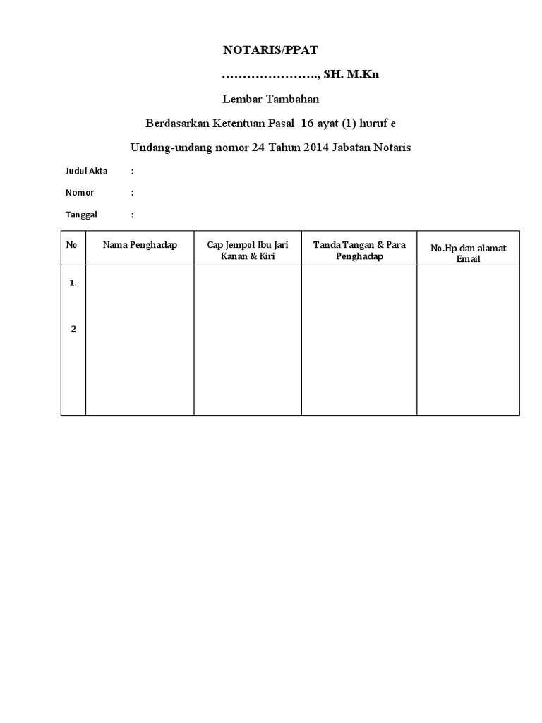 Form Sidik Jari Sesuai Pasal 16 Ayat 1 Pdf