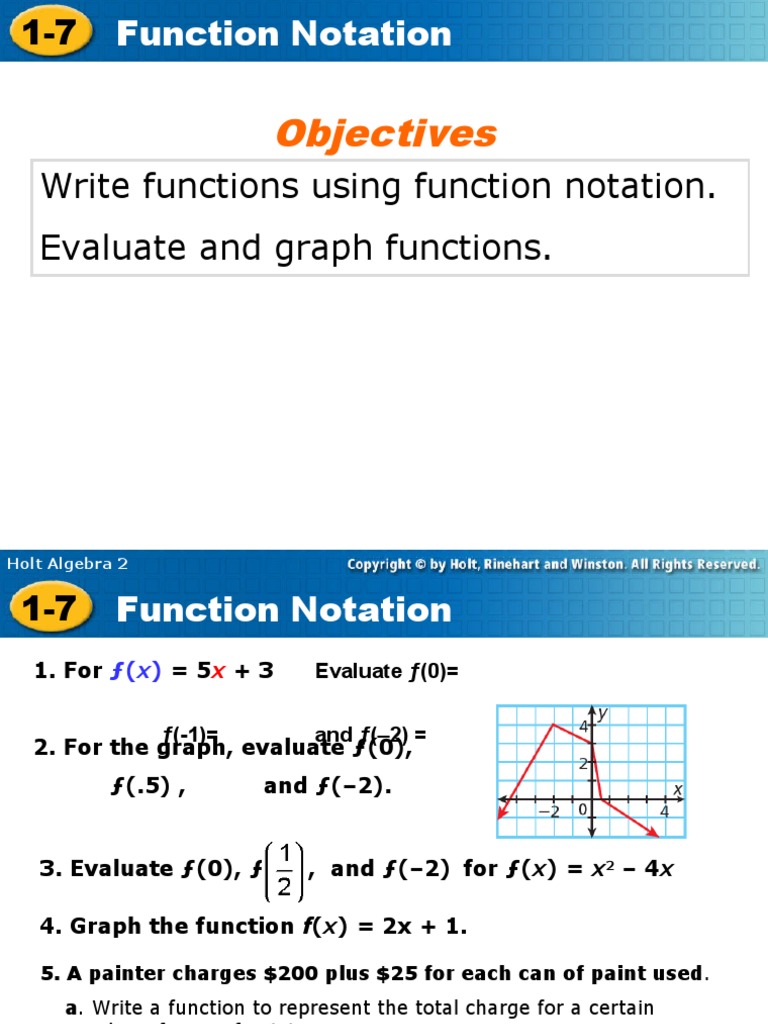 Objectives: Holt Algebra 2 | PDF | Function (Mathematics ...