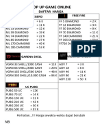 Top Up Game Online: Daftar Harga