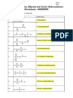 OC02 Alkenes Alkynes and Cyclic Hydrocarbons Worksheet ANSWERS