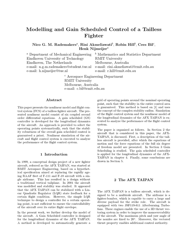 Modelling and Gain Scheduled Control of | PDF | Rotation Around A Fixed ...