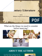 21 Century Literature: Unit II Philippine Literature From The Region