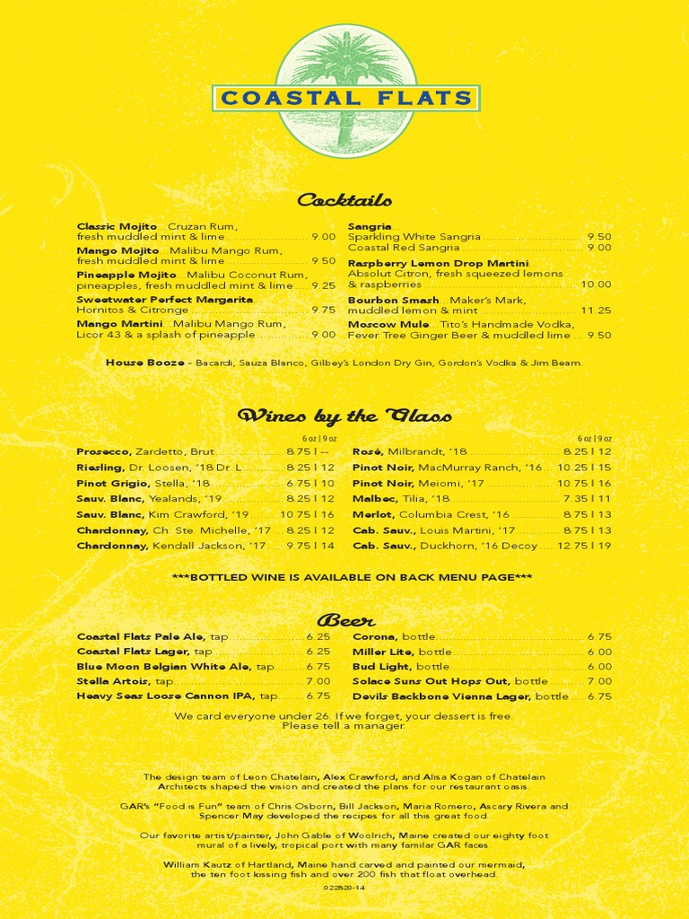 Coastal flats sale menu