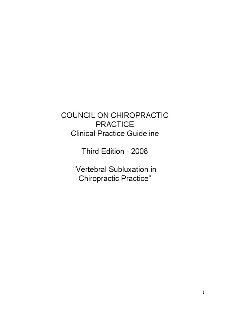 VSC Guideline 2008 | PDF | Chiropractic | Evidence Based Medicine