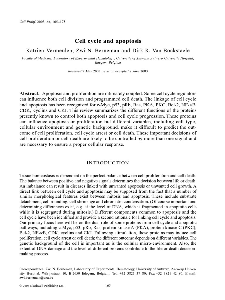 Cell Cycle and Apoptosis | PDF | Apoptosis | Cell Cycle