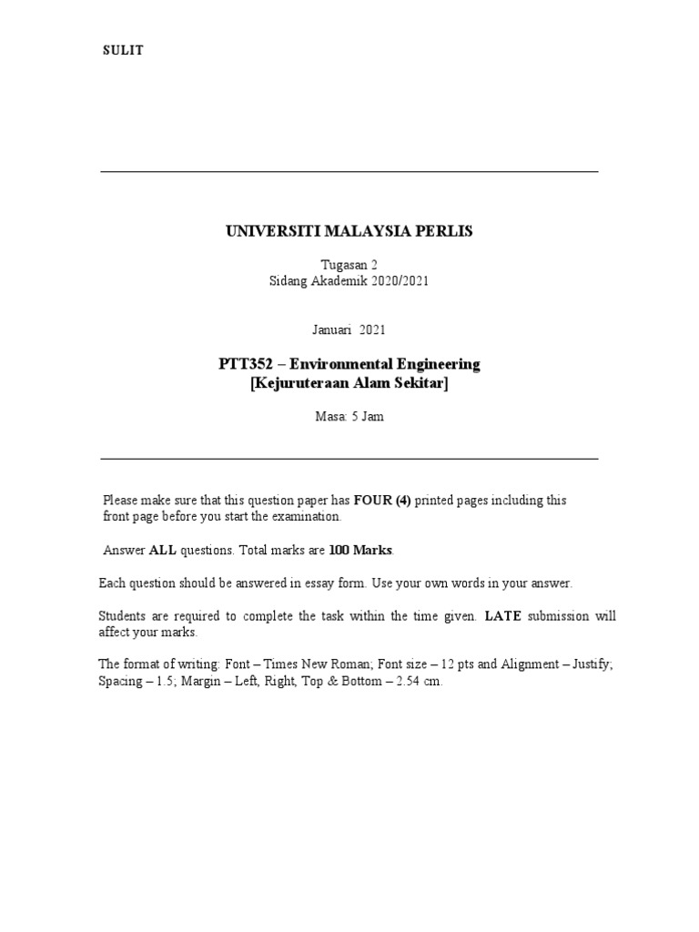 Environmental Engineering Exam Paper 2021 | PDF | Sewage Treatment ...