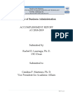 College of Business Administration: Accomplishment Report AY 2018-2019