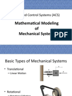 Advanced Control Systems (ACS) : Mathematical Modeling of Mechanical Systems