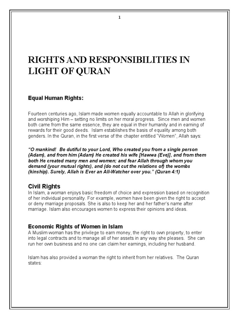 Rights and Equality in Islam | PDF | God In Islam | Quran