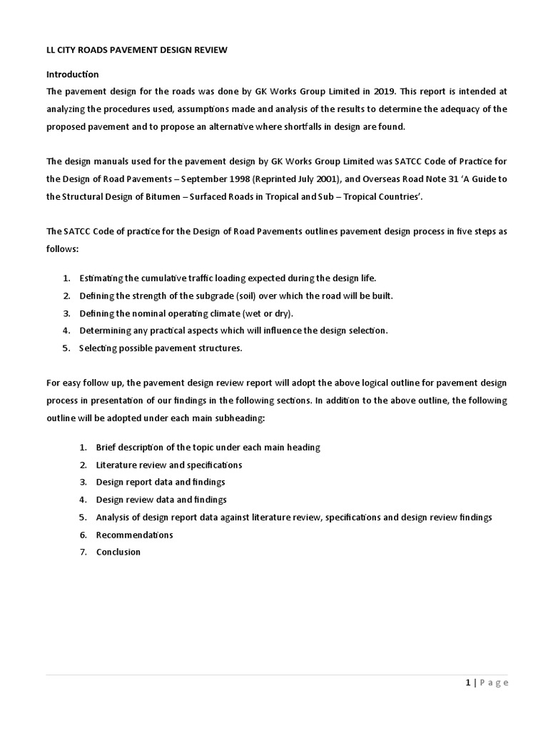 Review Of Pavement Design And Subgrade Classification For Ll City Roads
