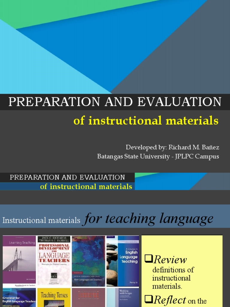 Preparing and Evaluating Language Teaching Materials PDF English As