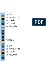 Code 1: J N K 1 While J 1 Do K k+1 J N/K Fin - While