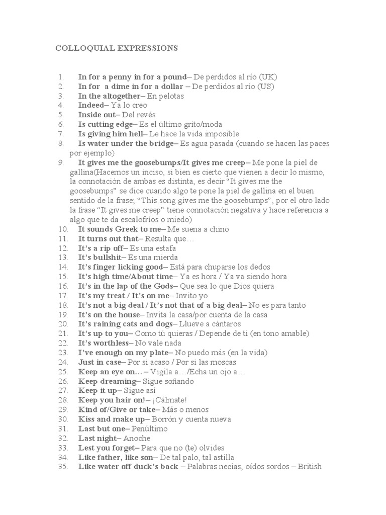 Colloquial Expressions | PDF