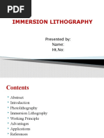 Immersion Lithography: Presented By: Name: HT - No