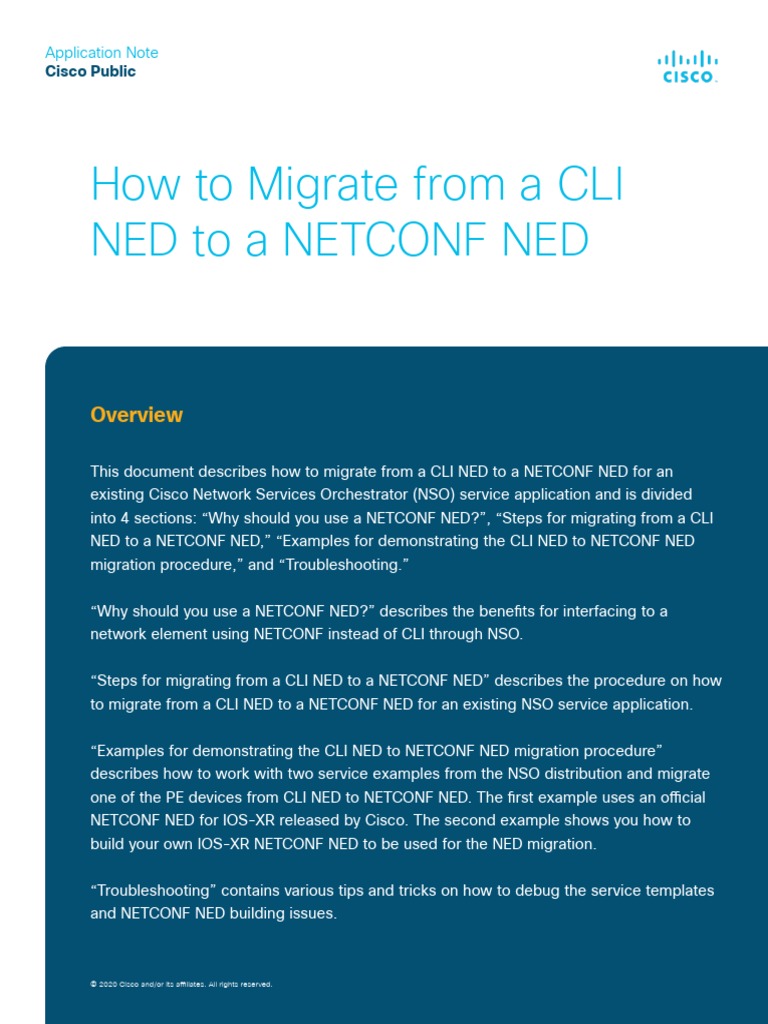 NSO AppNote - How To Migrate From CLI NED To NETCONF NED - Rev H 2020 ...