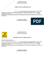 Certificate of Appearance: Mimaropa Region Division of Palawan District of Sofronio Española