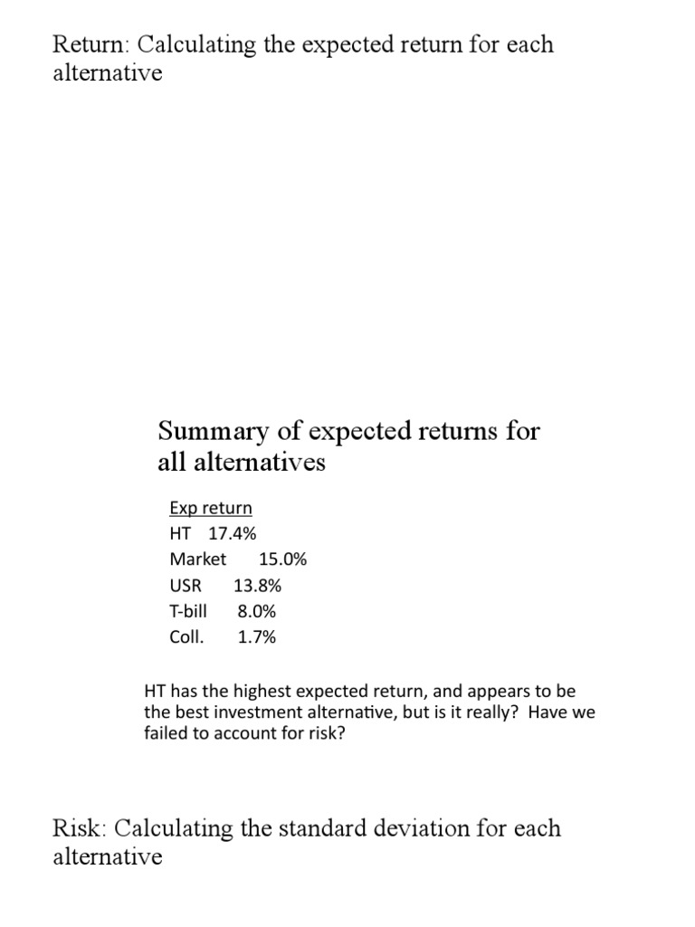 Expected Returns and Risk Analysis | PDF