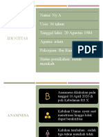 Nama: Ny A Usia: 36 Tahun Tanggal Lahir: 20 Agustus 1984 Agama: Islam Pekerjaan: Ibu Rumah Tangga Status Pernikahan: Sudah Menikah