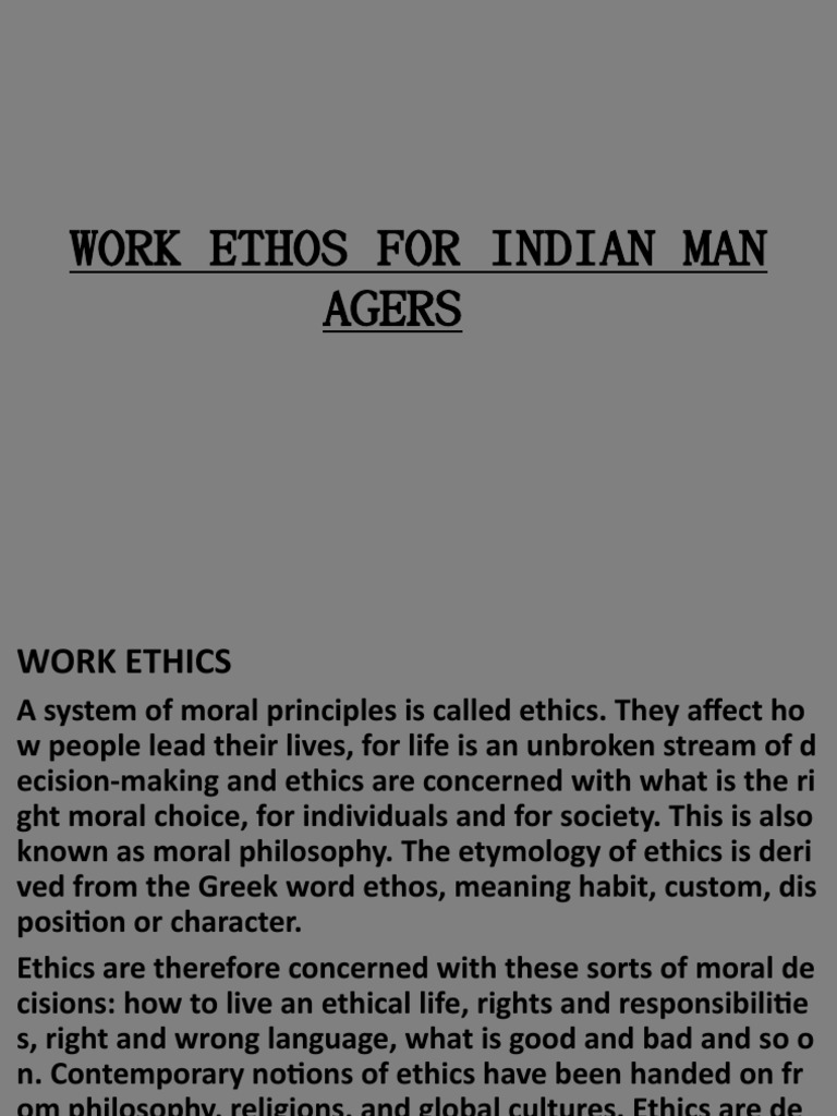 Becg, Work Ethos For Indian Managers Download Free PDF Morality