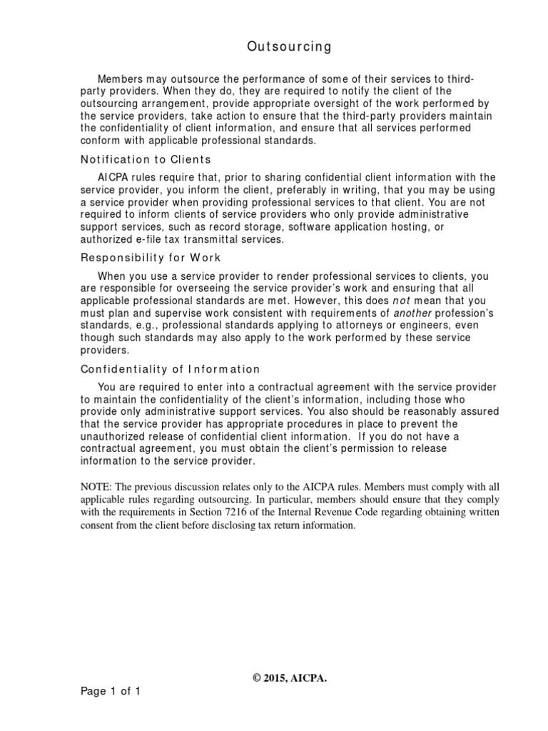 Outsourcing: Notification To Clients | PDF | Business