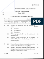 Bachelor in Computer Appltcations Term-End Examination - Une, 2009 Cc-16: Introduction To C++