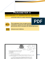 Parameter H: Performance of Administrative Personnel