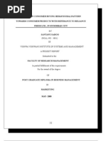 A Study On Consumer Buying Behavioural Pattern Towards Consumer Products With Referance To Reliance Fresh LTD., in Hyderbad City BY Santanu Sahoo