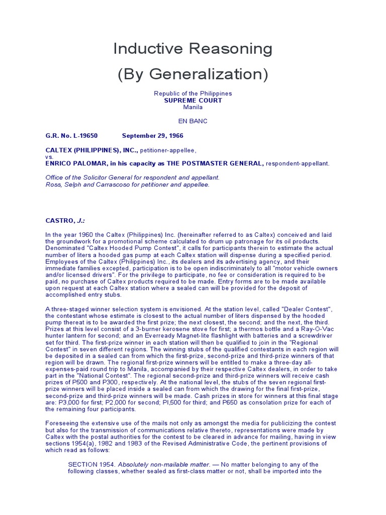Inductive Reasoning (By Generalization) : Supreme Court | PDF | Article ...