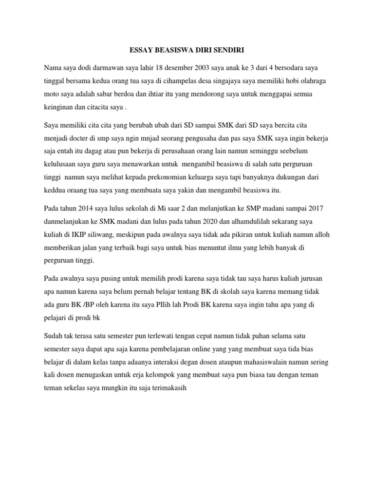 Essay Beasiswa Diri Sendiri Pdf