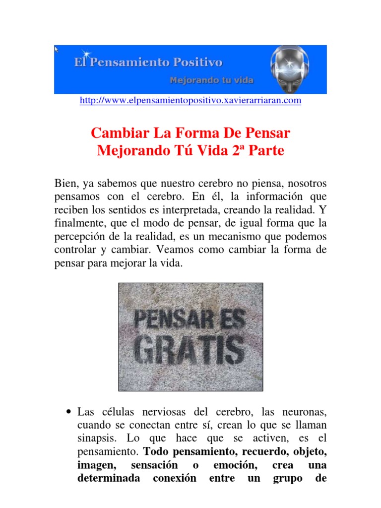 Cambia tu forma de pensar y vive mejor | PDF | Neurona | Cerebro