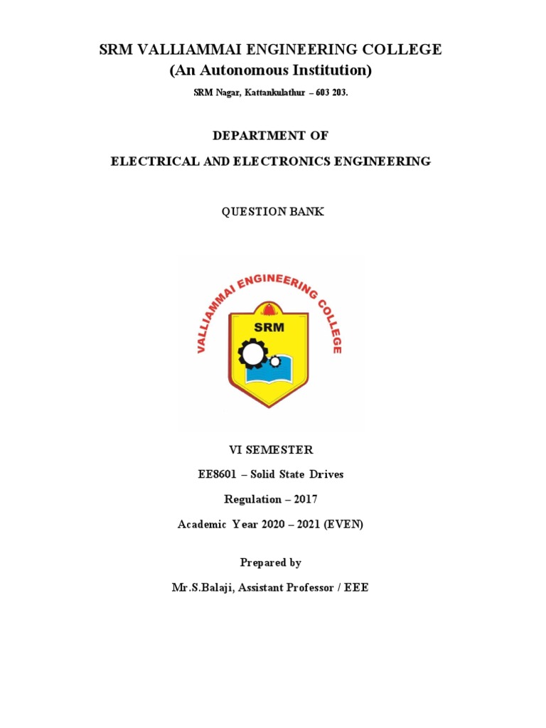 EE8601Solid State Drives QB PDF Electric Motor Power Inverter