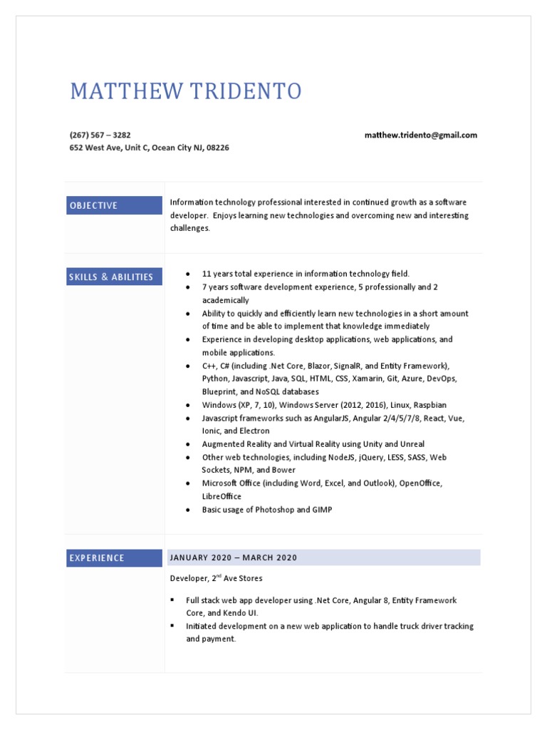 Software Developer Resume Overview | PDF | Application Software | Web ...