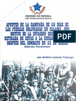 Apuntes de la campaña de 50 días de las fuerzas bolivianas en Calama, con motivo de la invasión chilena; y retirada de estas a la ciudad de Potosí después del combate en 23 de marzo (Edición Facsimilar), pdf.