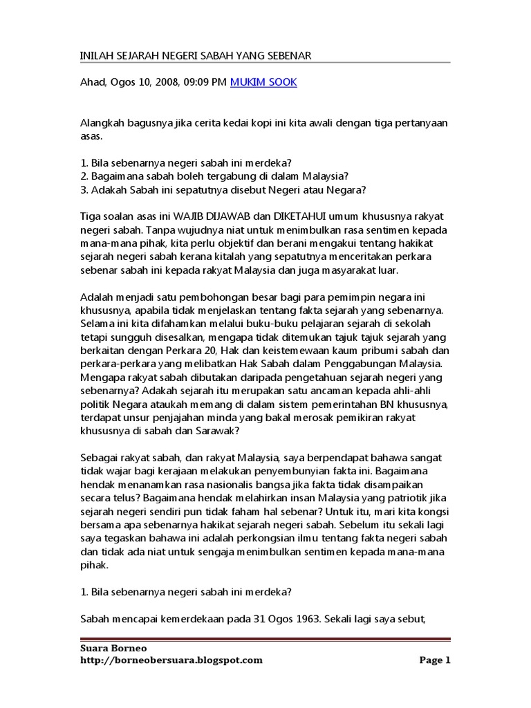 Perjanjian 20 Perkara Sabah Wikipedia Bahasa Melayu Ensiklopedia Bebas