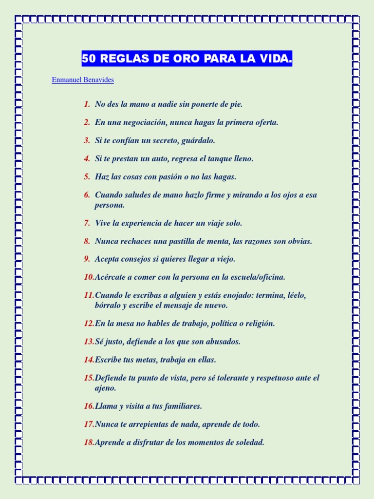 50 Reglas de Oro para La Vida | PDF | Violencia