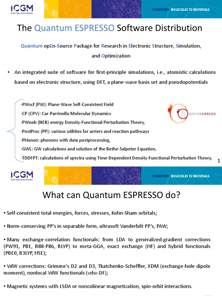 Quantum Espresso Tutorial PDF Density Functional Theory Particle